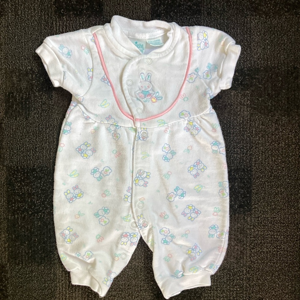 Vintage Baby One Piece Heavy Cotton Jumpsuit Bright Future Size 0-3 months 90's